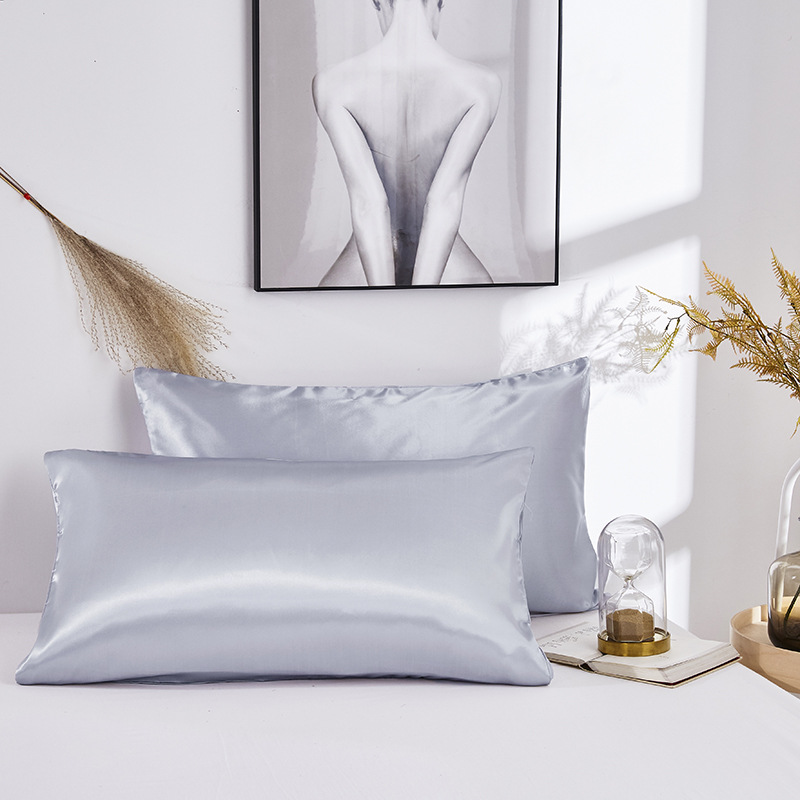 Simple pillowcase satin silk solid color bedding pillowcase wholesale_voghion.com