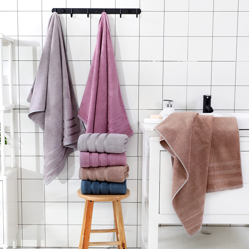 Dark Double Satin Household Adult Bath Towel, Soft and Absorbent, Simple Beach Towel, Gift Bamboo Fiber Bath Towel, Slub Yarn