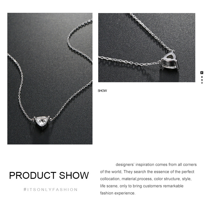 Fashion Inlaid Geometric 925 Silver Clavicle Chain Silver Necklace For Women Wholesale display picture 4