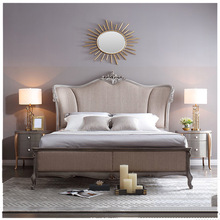 现代美式床实木双人床卧室轻奢欧式布艺软包大床