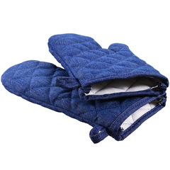 硅膠隔熱微波爐烤箱烘培手套防護布藝廚房勞保廚房牛仔布手套