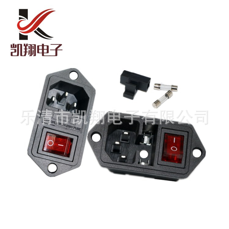 供应AC电源插座 AC-01A品字三合一带开关保险丝固定螺丝孔AC插座