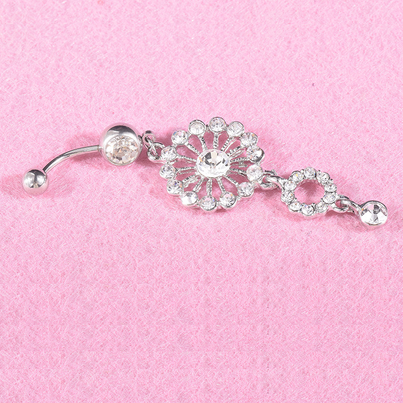 New Round Copper Diamond Long Belly Button Buckle Belly Button Nails display picture 4