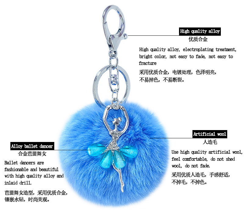 Alloy Diamond-studded Ballet Girl Keychain display picture 5