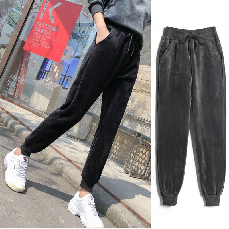 Quality 2019 autumn sports Street hipster women's gold velvet Harlan pants casual pants factory wholesale Quality 2019 autumn sports Street hipster women's gold velvet Harlan pants casual pants factory wholesale