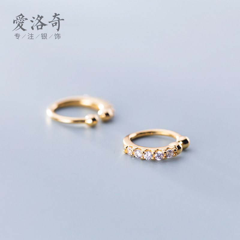 S925 clip de orejas de plata para mujeres estilo japonés simple perforación sin agujeros de orejas dulce corto perfiles de orejas temperamento G2308