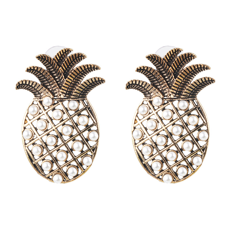 New Pineapple Earrings Female Long Retro Bronze Diamond Earrings display picture 6
