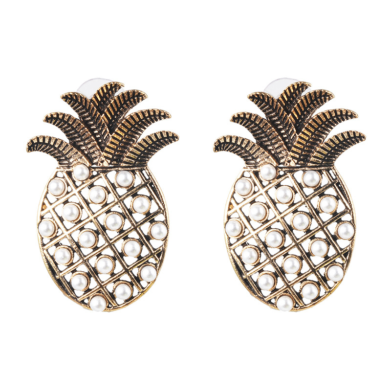 52477 Nouvelle Mode Tempérament Personnalité Dit Ananas Boucles D'oreilles Femelle Longue Rétro Bronze Diamant Stud Boucles D'oreilles Boucles D'oreilles display picture 6