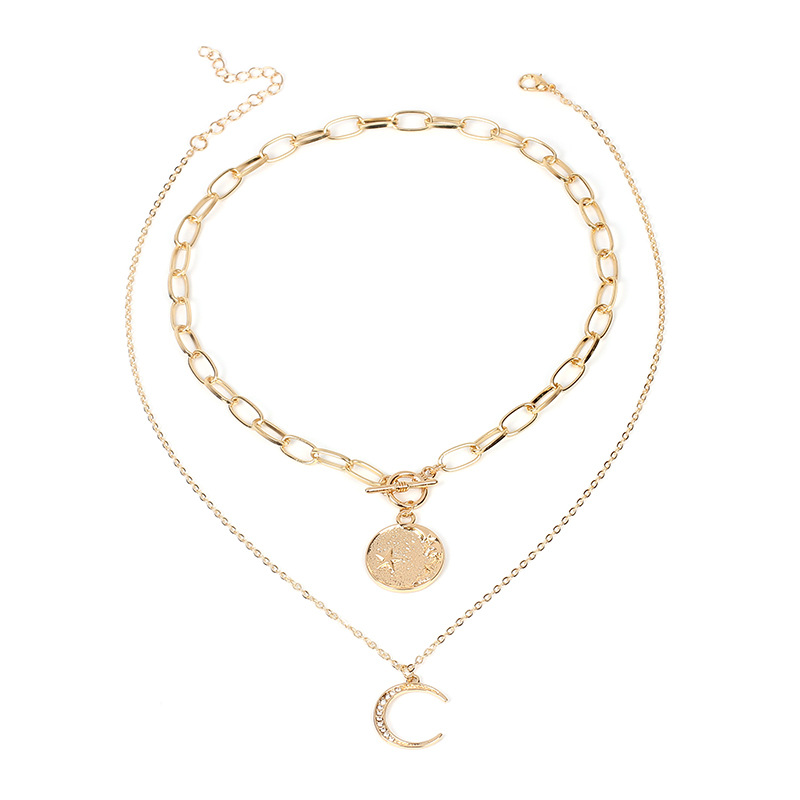 21g Weight Necklace Classification Women'S Gender Fashion Style Gold, Silver Color Fashion Alloy Moon Women's Necklace Clavicle Chain 2