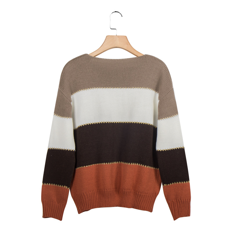 color stitching round neck sweater  NSLK10734