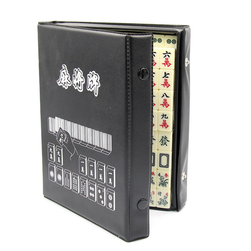 Wholesale Mini Engraved Mahjong 2cm Portable Leather Box Travel Mahjong Engraved Edition Travel Entertainment Games