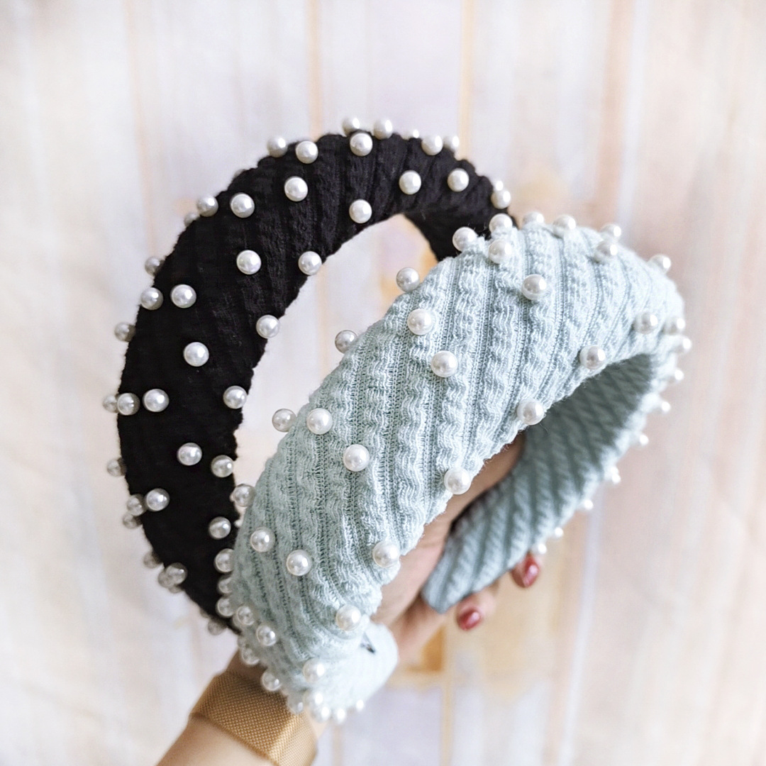 Korea Nail Pearl Headband Simple Sponge Headband Wholesale Headdress display picture 12