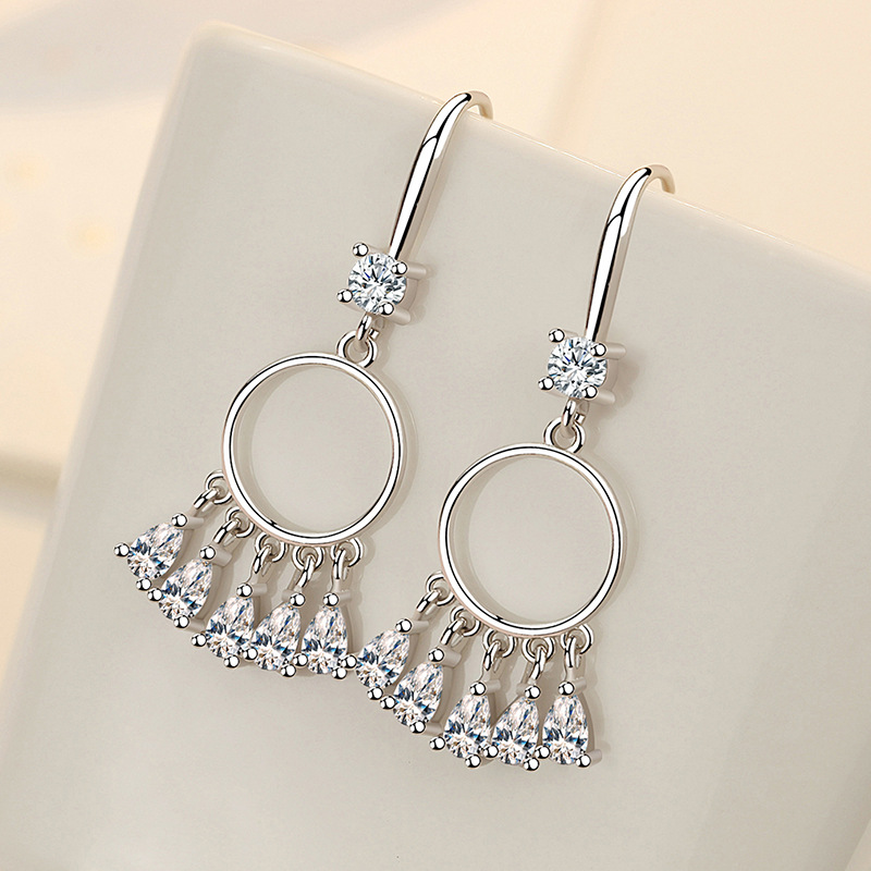 copper long universal earrings with tassels drop-shaped