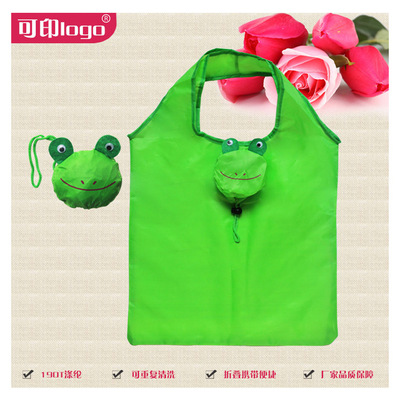 Cartoon Frog Shopping bag Portable Folding shopping bag animal portable Shopping bag Customized Imprint logo