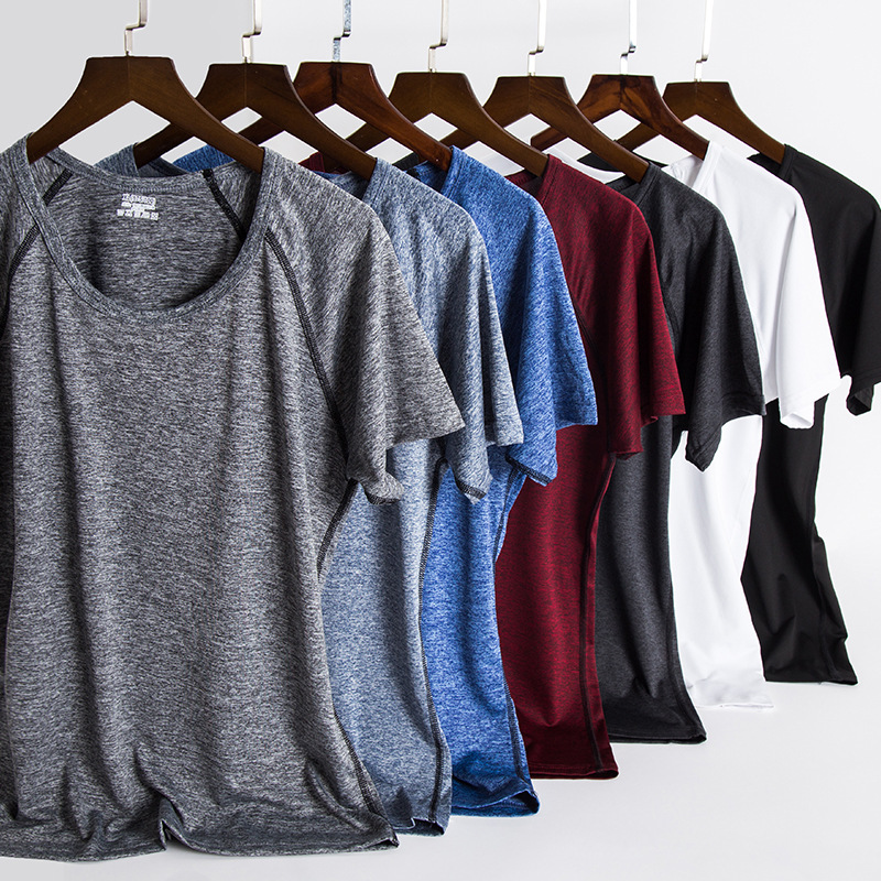 Cross border Specifically for Quick drying Sports fitness T-shirt man Fitness clothing High elasticity Perspiration T-shirts Short sleeved jacket