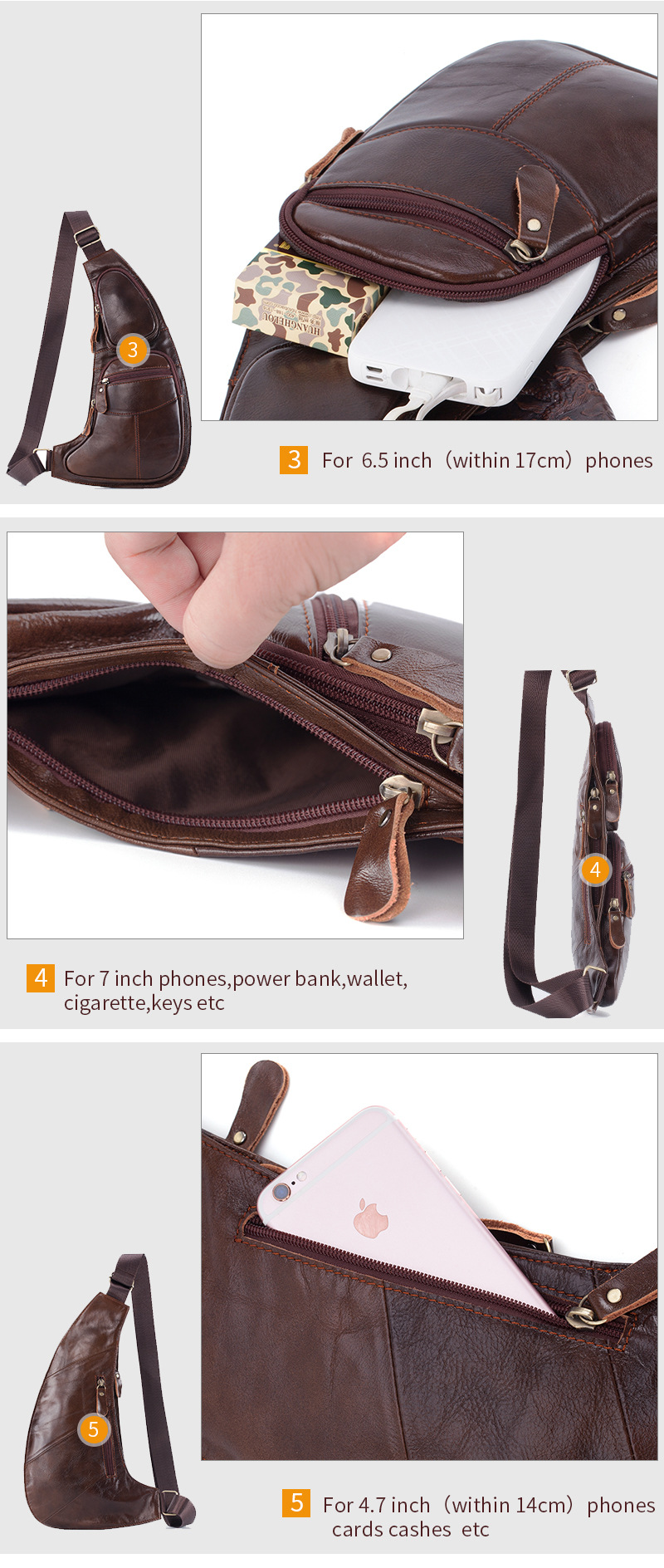 Leather Chest Bag Image 11