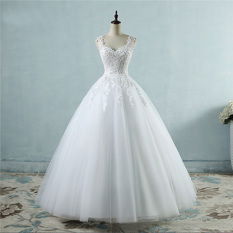 Foreign Trade Wedding Dress 2025 New Floor-Length Bridal Lace Sexy Slim Shoulder Pearl Style Simple Travel Photography
