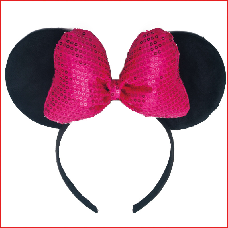 玫红蝴蝶结亮片