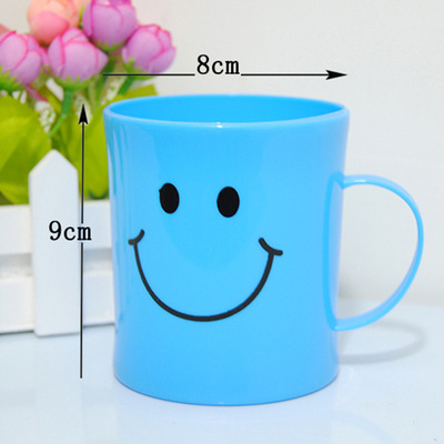 【代发】家用塑料漱口杯子礼品刷牙杯笑脸卡通带手柄PP塑料杯子|ms