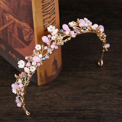 Pink crystal Flower Wedding dress Accessories bride Wedding Jewelry Children&#39;s hair accessories Factory wholesale