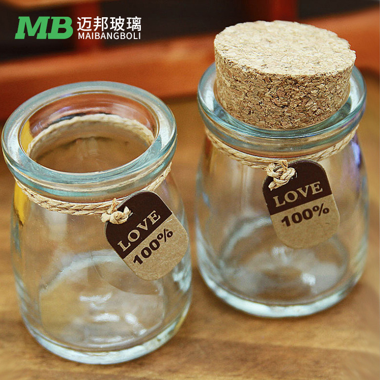 徐州玻璃瓶批发小布丁瓶奶瓶木塞小布丁瓶婚宴喜糖瓶logo设计