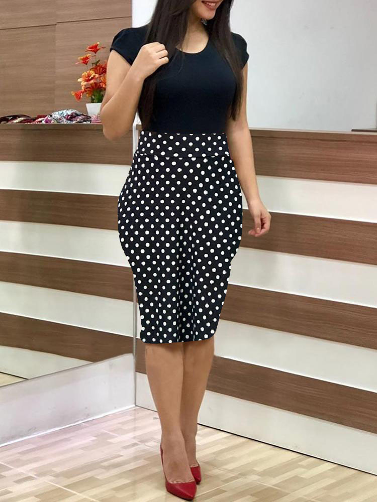 Slim Fit Type Flower Pattern Summer Season Wholesale Women'S Simple Style Printing Flower Street Round Neck Short Sleeve Regular Dress