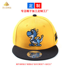 外貿原單恐龍logo綉花撞色帆布兒童嘻哈帽 來圖來樣加工定制工廠