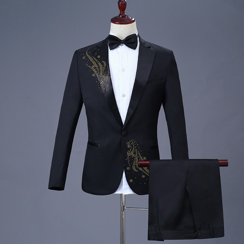 新作のスパンコール演出服舞台修身スーツセット男性司会者歌手大合唱衣装年会ドレス