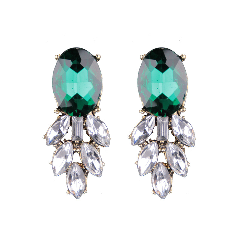 Alloy Diamond-set Gemstone Earrings display picture 5