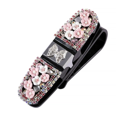 car sunglasses clip Diamond car: Car Glasses Clip/Bill Clip - pink-flowers