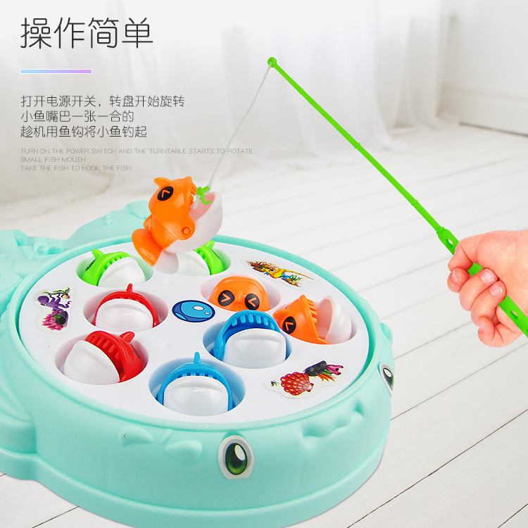 Nuevos niños eléctricos MESA DE PESCA giratoria rompecabezas musical traje de pesca juego interactivo entre padres e hijos juguetes de Venta caliente