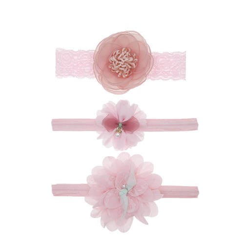 Fashion Korean style lace baby elastic headband baby flower crown headdress photo accessories three-piece set