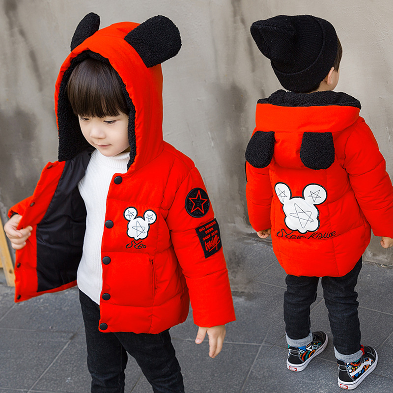 Boys cotton 2019 Winter clothes new pattern Korean Edition children Down cotton coat baby Western style thickening Cotton