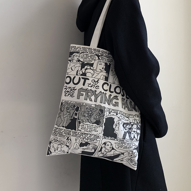 Nuevo bolso de lona del todo fósforo ilustración de dibujos animados bolsa de lona de moda Bolso grande bolso de las mujeres bolso de estudiante bolso de compras