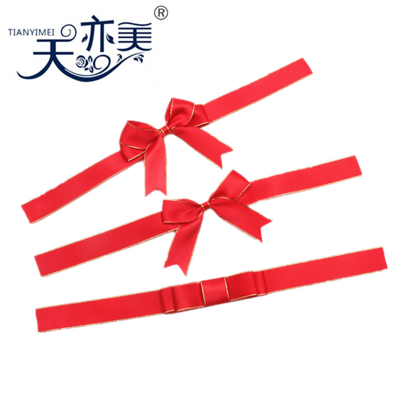 Embalaje de regalo arco borde dorado cinta de poliéster cinta arco caja de la joyería arco cinta de cola de milano