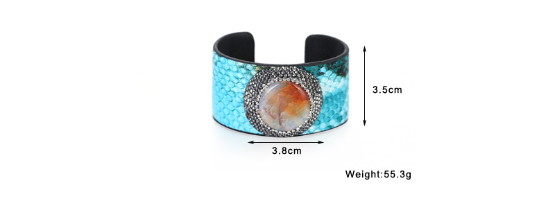 Resin Snake Pattern Adjustable Opening Leather Bracelet display picture 1