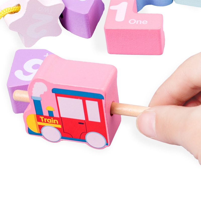 Jardín de infantes padre-hijo Jardín tren de madera cuentas de entrenamiento educación temprana Ilustración Montessori juguetes para bebés 2-3 años
