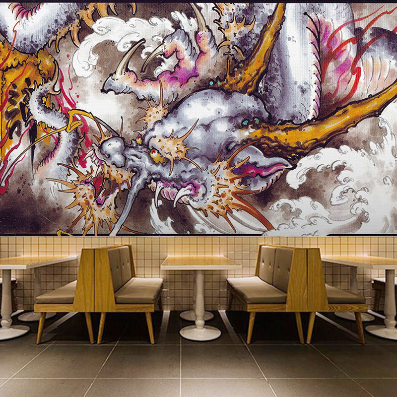 纹身工作室纹身店墙纸青龙中国龙壁纸刺青壁画装饰图案背景墙墙布 阿里巴巴