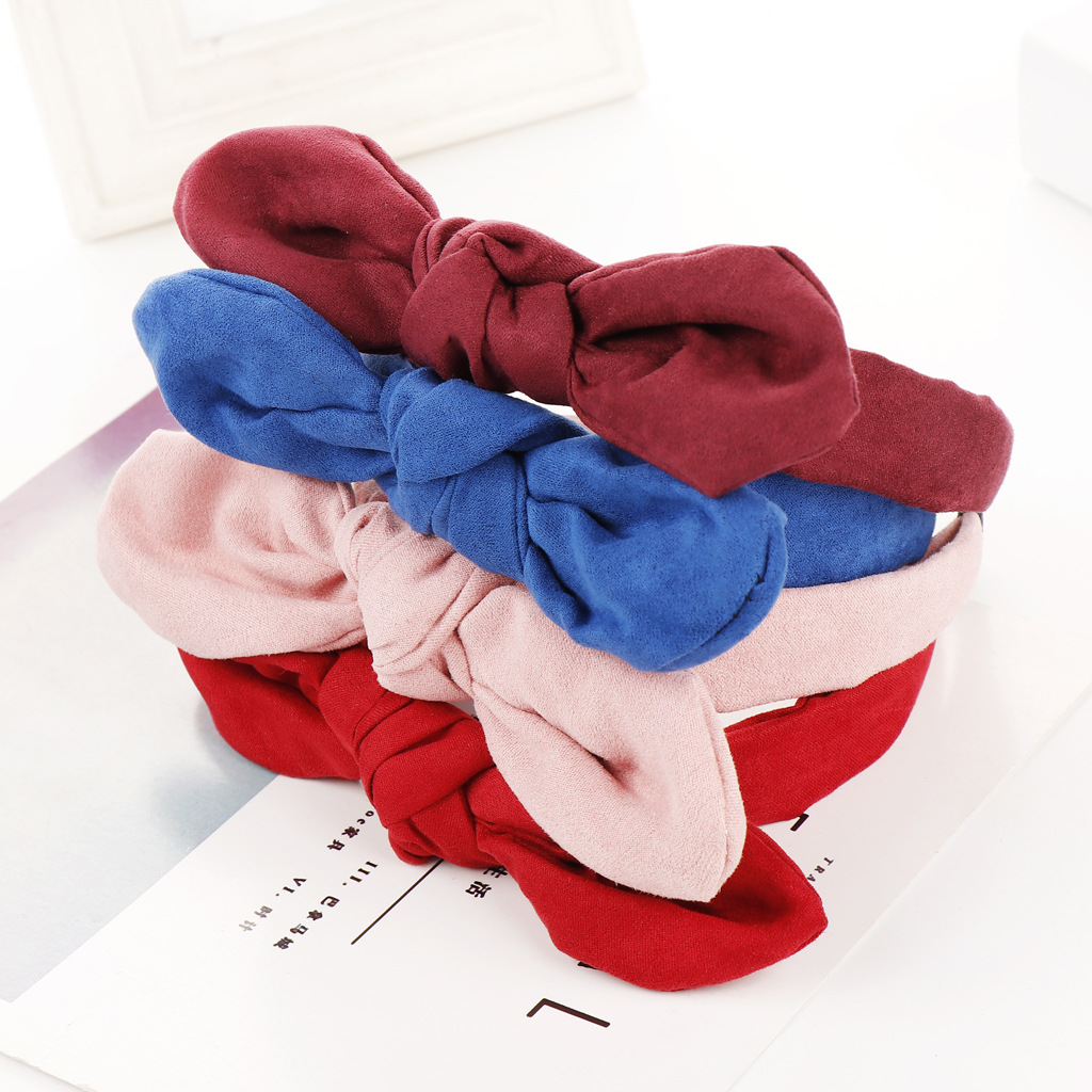 Creative Korean Pure Color Bowknothair Hoop Headwear Hair Tie En Gros Nihaojewelry display picture 3