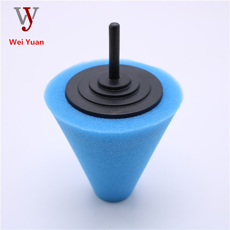 Venta al por mayor detalles de belleza coche cero pulido esponja cónica pulido rueda cubo medio malla esponja cepillo mango diámetro 6mm