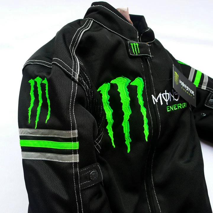 Zomer ademende motorracejas met anti-val beschermende kleding - Monster Energy Design [motorjas, racepak]