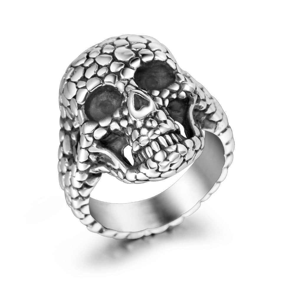 Goose Warm Stone Features Skull Ring Punk Trend Personality Titanium Steel Jewelry Wholesale Manufacturer Source SA746
