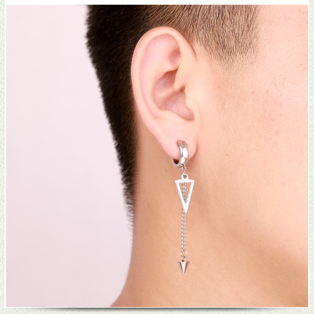 fashion simple black punk earrings titanium steel drop earringspicture2
