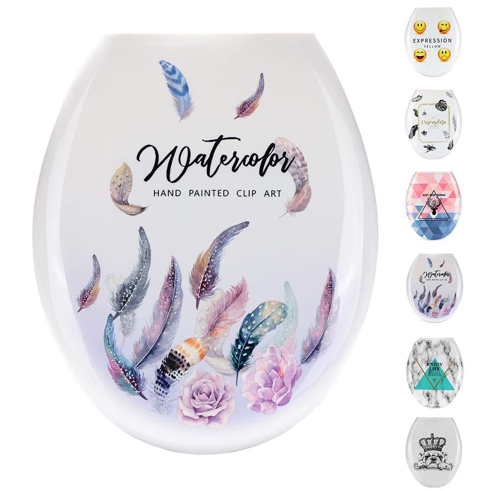 Cubierta de inodoro engrosada impresa cubierta de asiento de inodoro accesorios de plástico PP estilo europeo ordinario en forma de U 18 pulgadas cubierta de inodoro