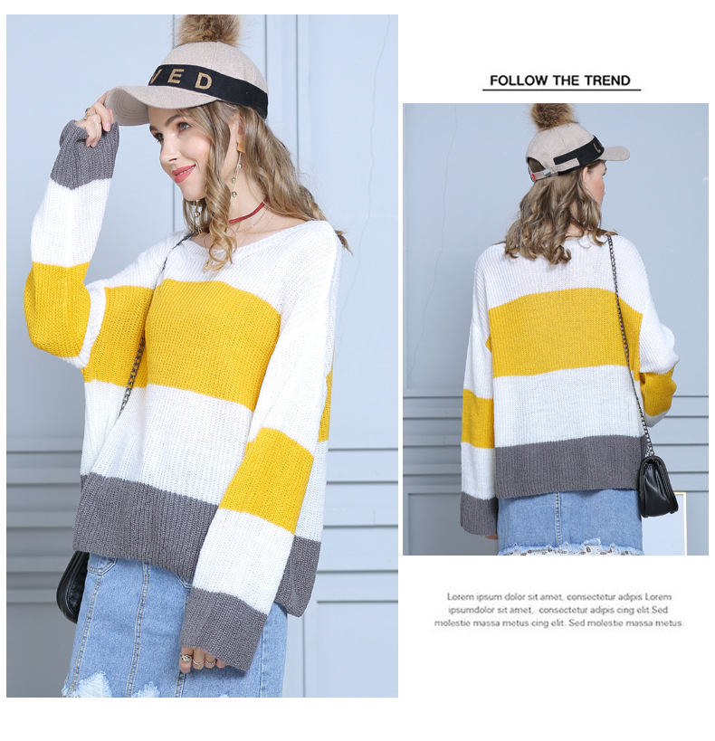 new striped pullover stitching sweater NSYH9726