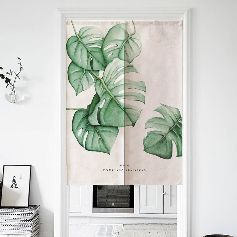 Nordic Door Curtain Plant Fabric Hanging Curtain Kitchen Partition Curtain Bedroom Bathroom Feng Shui Curtain Fabric Half Curtain