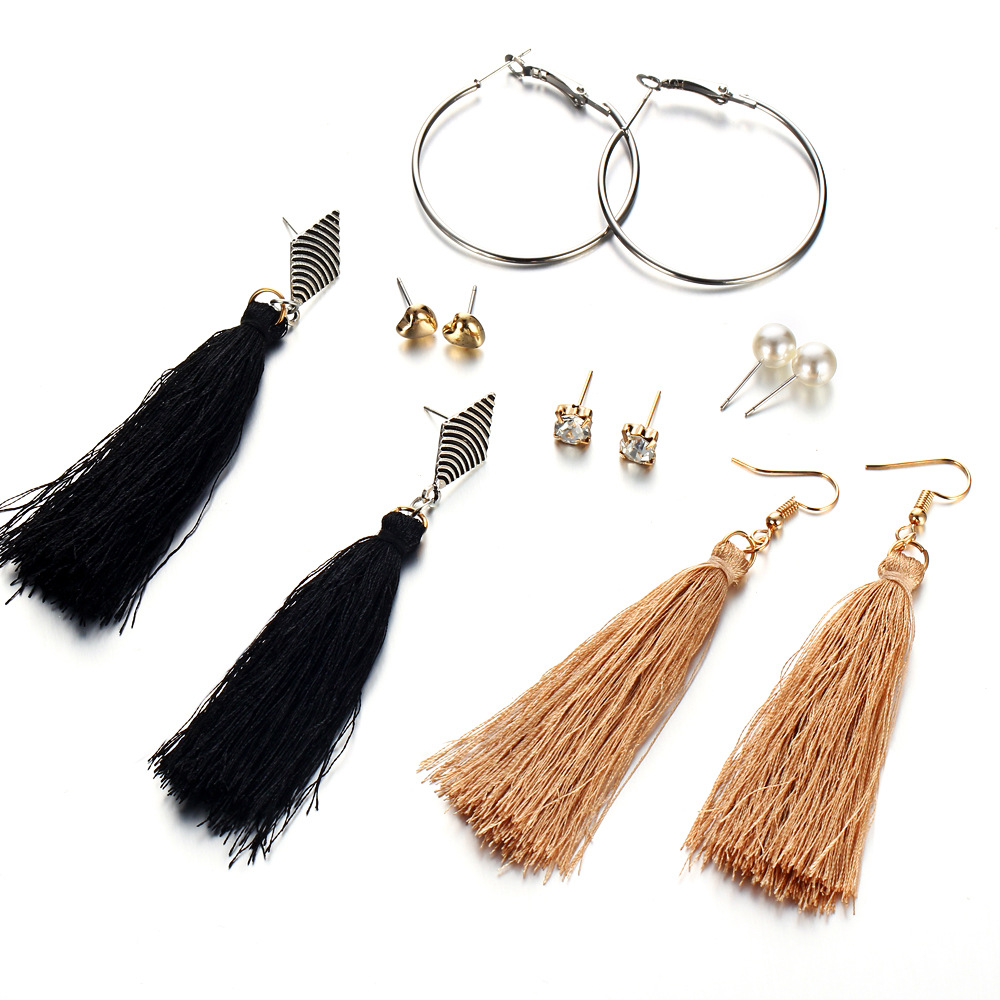 New  Diamond Tassel 6 Pairs Of Earrings  Set display picture 28