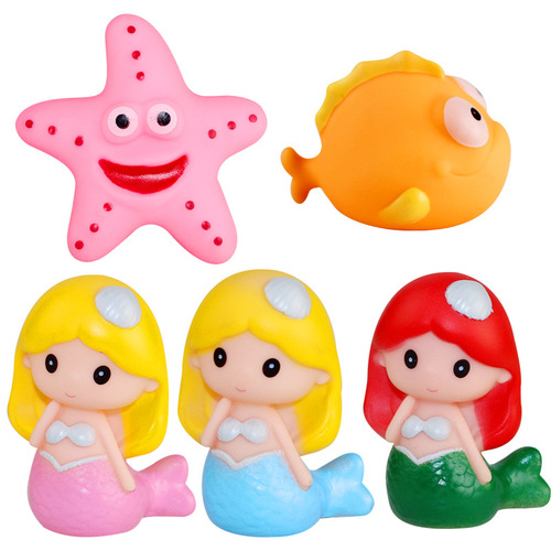 New style of playing in the water, pinching and calling Mermaid Ji, vinyl marine animal toy, mermaid doll, creative birthday gift