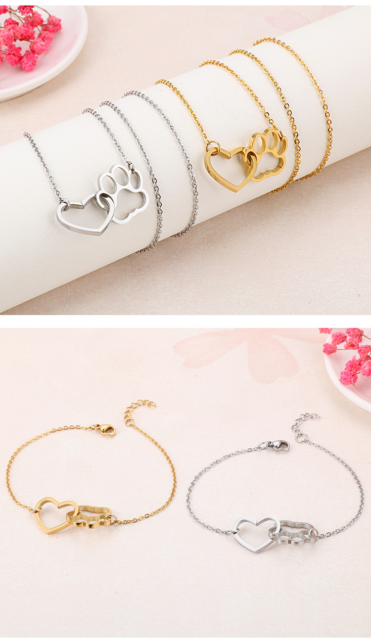 Wedding, Travel Occasion PVD Coated 18K Gold Plated Heart Titanium Steel Korean Style Waterproof Non Tarnish