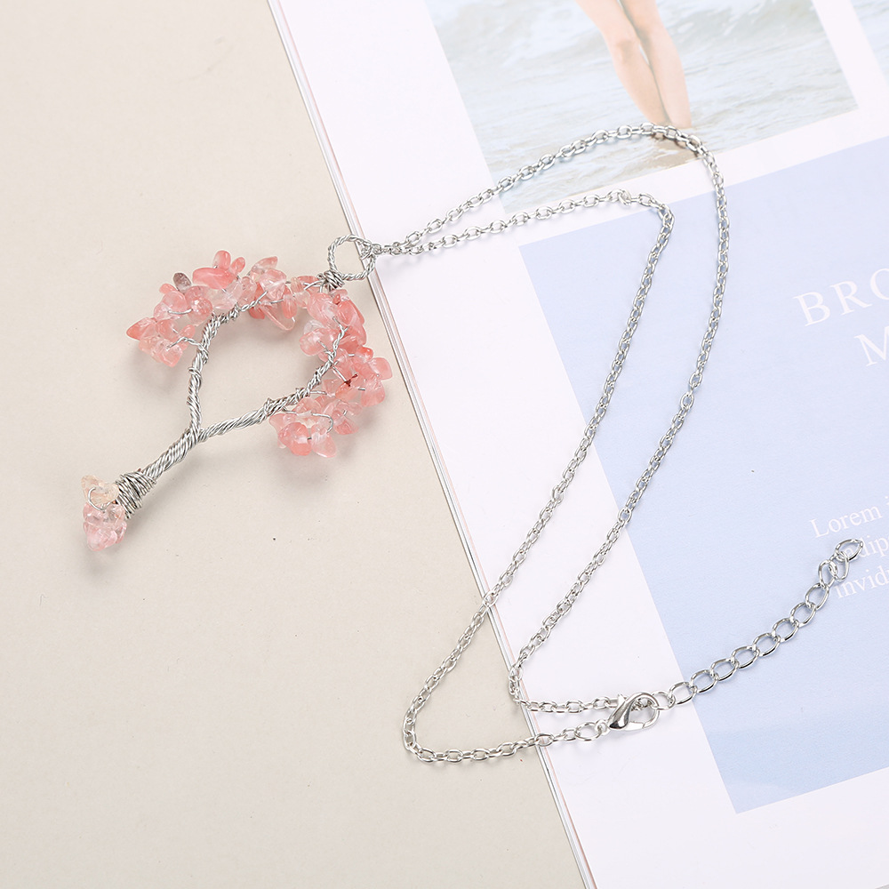 Fashion Tree Alloy Plating Natural Stone Pendant Necklace 1 Piece